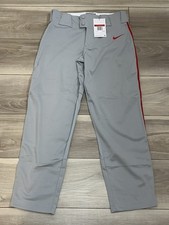 Nike Vapor Select Baseball Pants Kid  s Size Large Gray With Red Pipe BQ6426-053