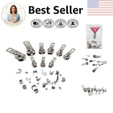 Versatile 9 Set YKK Zipper Repair Kit: Auto Lock Sliders in Silver Aluminum
