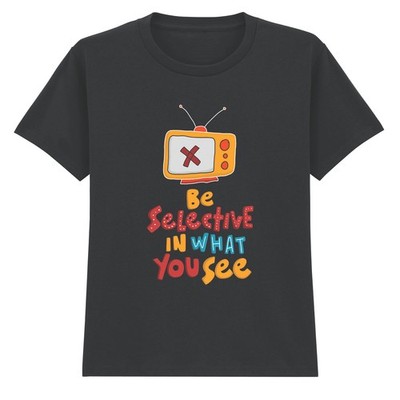 Be Selective In What You See Jungen Mädchen Kinder T-Shirt Retro TV Awareness
