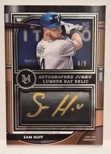 4/5 2021 Topps Museum Collection Sam Huff GAME USED BAT BARREL + GOLD AUTO RC