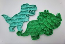 Set Of 2 Dinosaur Push Pop Silicone Sensory Fidget Toy Stress Relief Bubble Game