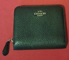 Coach Black Women s Wallet Zip-Around Logo Zipper Card Slots Solid