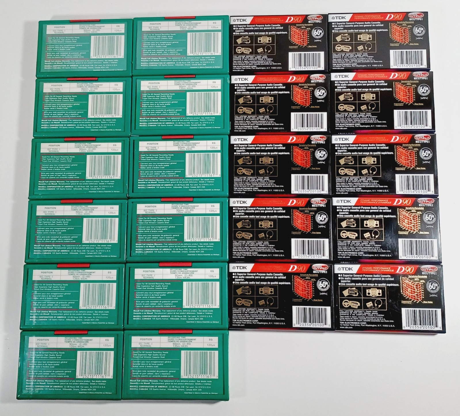 Maxell UR 90 TDK D-90 IECI Type I Normal Bias Blank Audio Cassettes NEW UNOPENED