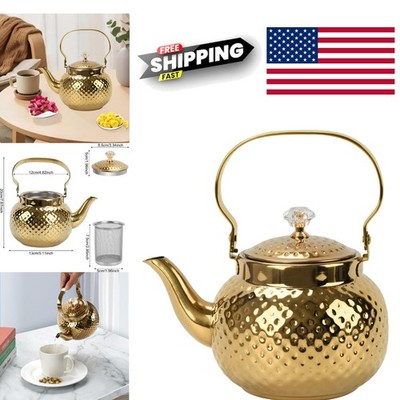 Large Capacity 1.2L Stainless Steel Teapot with Strainer for Outdoor Travel Use