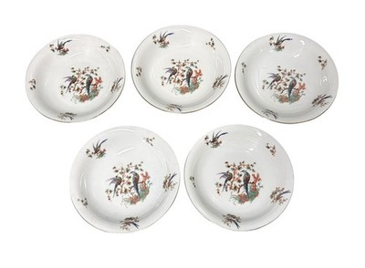 Vintage Bohemia Ceramic The Eaton Fruit Dessert Bowls Birds Of Paradise Set 5