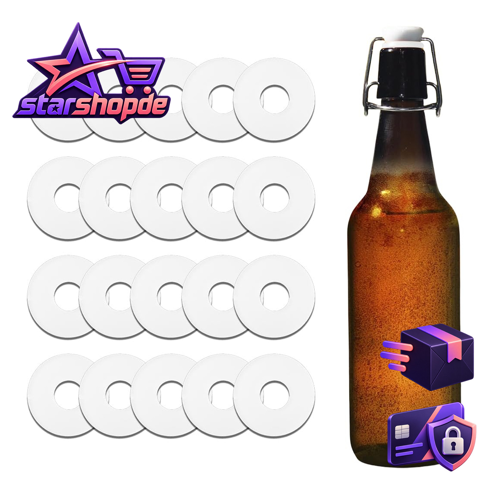 20 Stück Silikon Gummi Dichtungsscheibe für Schaukel Flip Flaschen Schaukel Ober