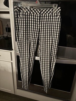 Express Editor Black White Gingham Check Dress Pants Flat Front Straight Ankle 6