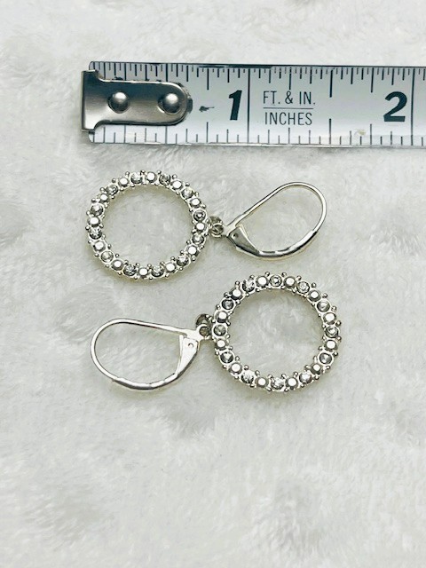 Vintage Silver & CZ Halo Dangle Earrings by Samuel Hill Jewelers Designs-1990s View 4