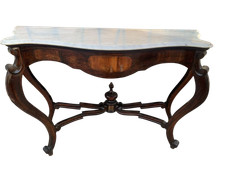 Antica consolle in noce epoca Luigi Filippo piano in marmo bianco sagomato 18...