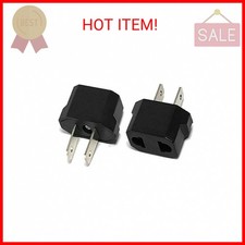 Ckitze Travel Europe to USA Power Plug Adapter - 2 Pack - Round to Flat - Europe