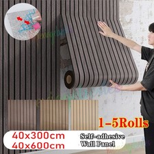 3D Wood Grain Panel Effect Wallpaper Stick Self Adhesive Wood Slat Wall Paper UK