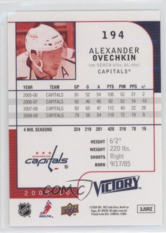2009-10 Upper Deck Victory Alex Ovechkin #194 - Image 2 of 2