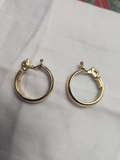 Vintage Monet Gold Tone Clip On Hoop Earrings - 1970s