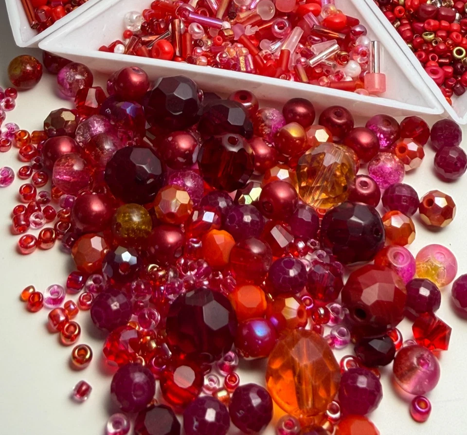 ★Weihnachten Basteln Set★  Glasperlen MIX 8mm rot grün gold weiß rund Perlen DIY - Bild 3 von 4