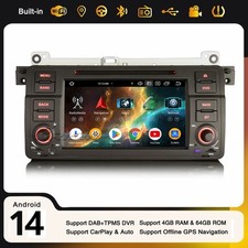 8 Cœurs 64Go CarPlay Android 14 Autoradio CD Wifi Navi BMW 3 E46 320 M3 Rover MG