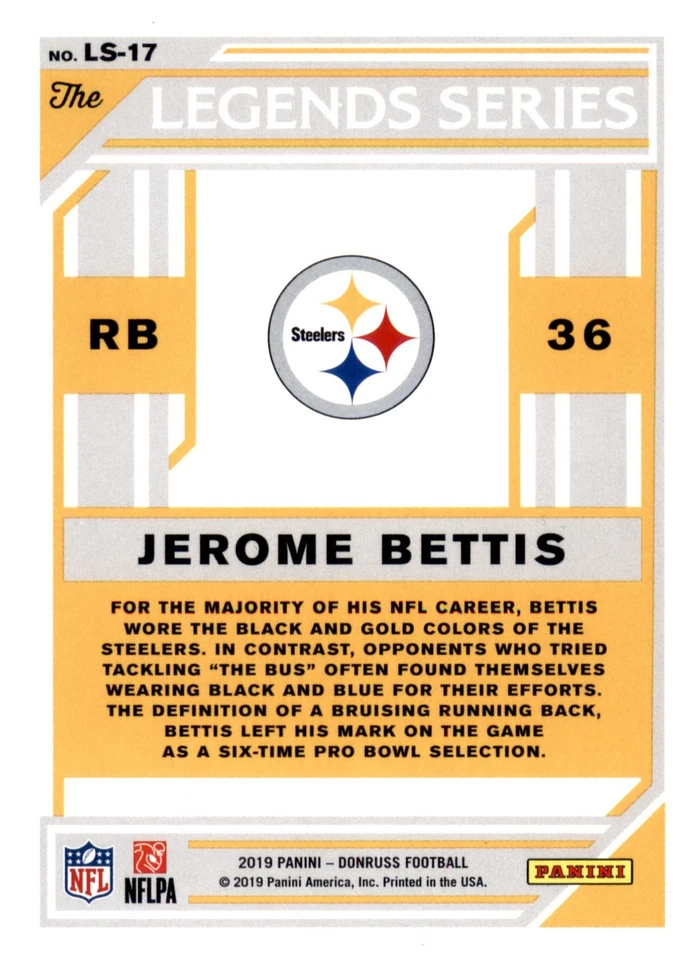 2019 Donruss Legends Series #LS-17 Jerome Bettis Insert - Image 2 of 2