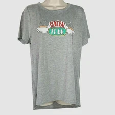 Friends Graphic Central Perk T-Shirt Women Size XL Heather Gray Short Sleeve 