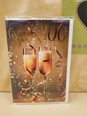 Grußkarte Geburtstagskarte mit Umschlag neu zum 100. Geburtstag