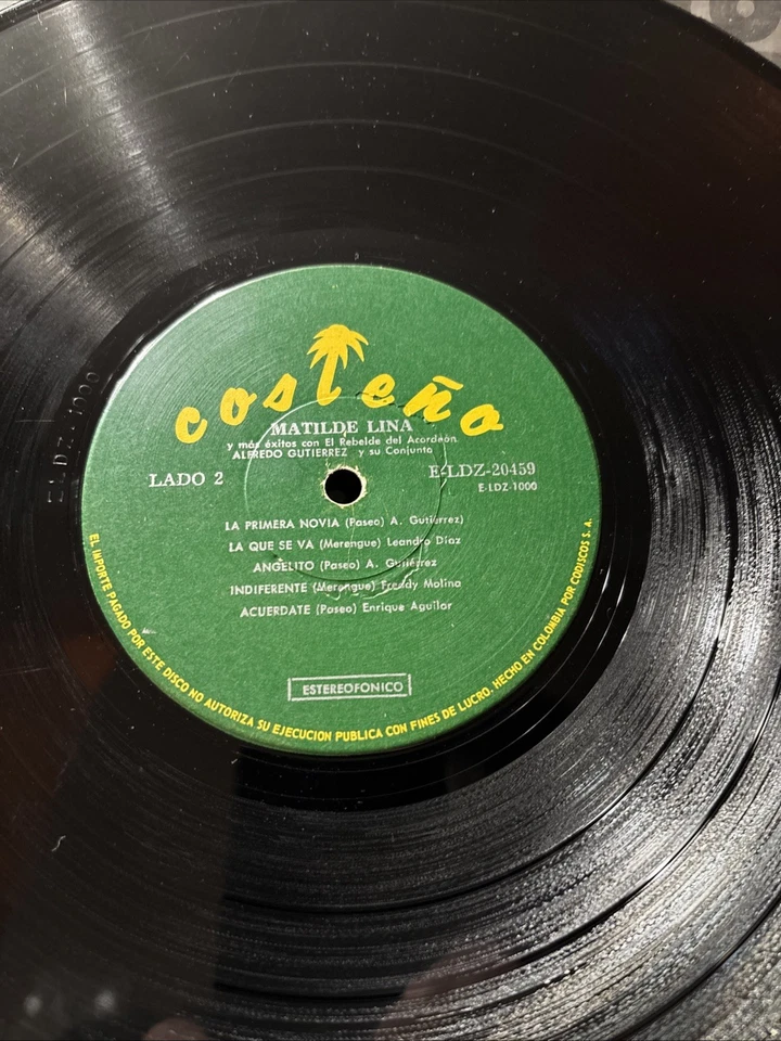 ALFREDO GUTIERREZ “ MATILDE LINA “ COSTEÑO RECORDS/ COLOMBIA PRESS 1970 - Image 4 of 4