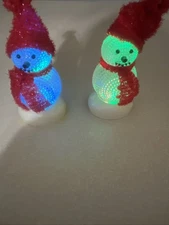 Christmas Inc. Acrylic Holiday 5”LED Battery-Powered Light Up Snowman Lot Of (2)