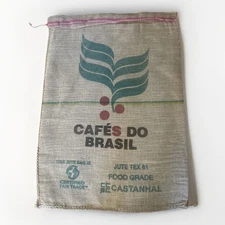 Coffee Bag Jute Burlap Sack Authentic Cafe Do Brasil Brazil