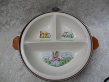 Vintage Child's Little Bo Peep Divided Warming Serving Bowl/Dish