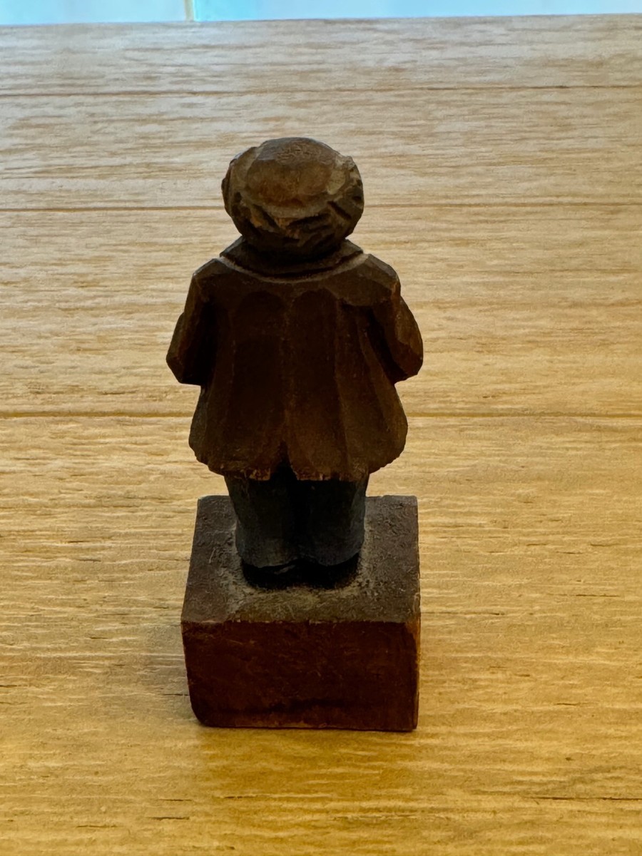 Vintage Austrian Folk Art Carved Wood Man Figurine Gruss aus