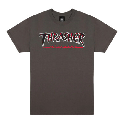 Thrasher Magazine SLASH Logo Skateboard T Shirt CHARCOAL
