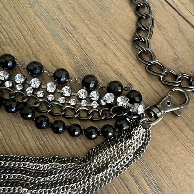 Adj Tricolor Multi Chain Belt Gunmetal Bronze Black Facet  display picture 1