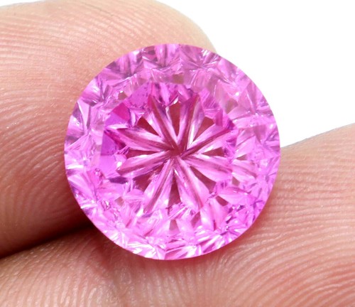 13.20 Ct Natural Certified Pink Mogok Ruby With Carving Work Loose Gemstone - Picture 4 of 5