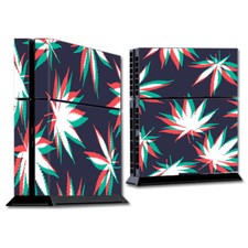 PS4 Playstation console skins decals wrap - 3D Holographic Weed Pot Leaf