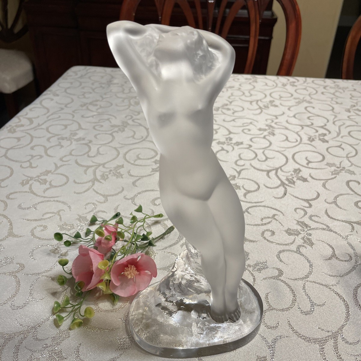 Lalique Clear French Crystal Glass Figurine of Nude Woman