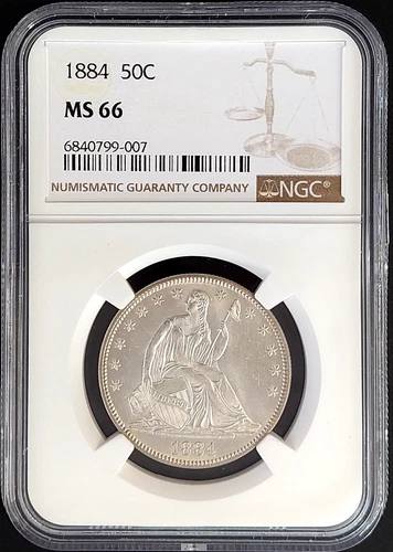 1884 Seated Liberty Half Dollar certified MS 66 by NGC!