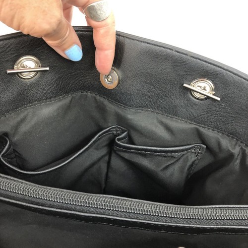 Nine West große schwarze Beuteltasche Schultertasche Kette Doppelgriff Organizer Büro - Bild 8 von 18