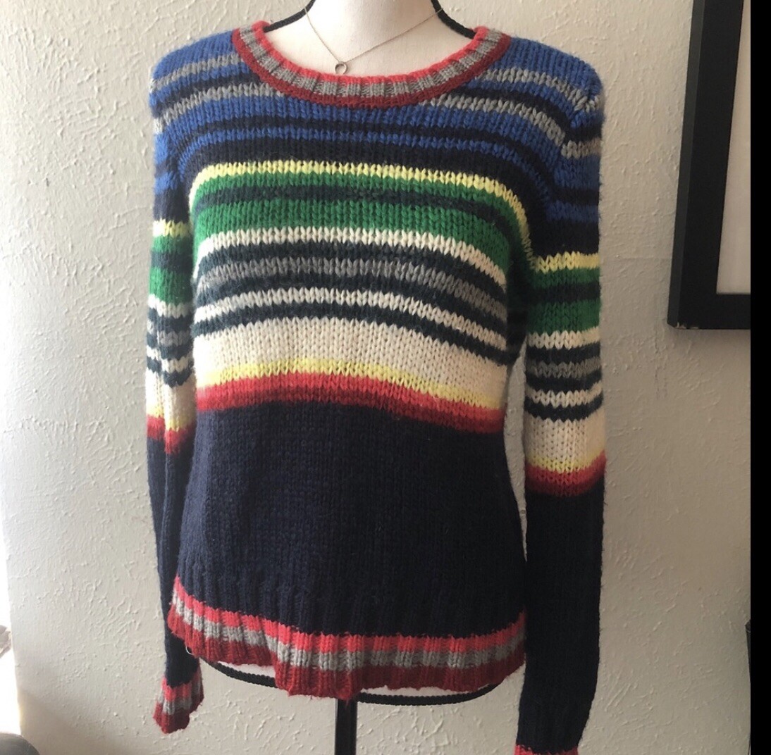 Rainbow Stripe Pullover Sweater Medium 