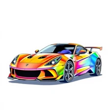 Digital picture Art Drawing  of Sports car of PNG printable file