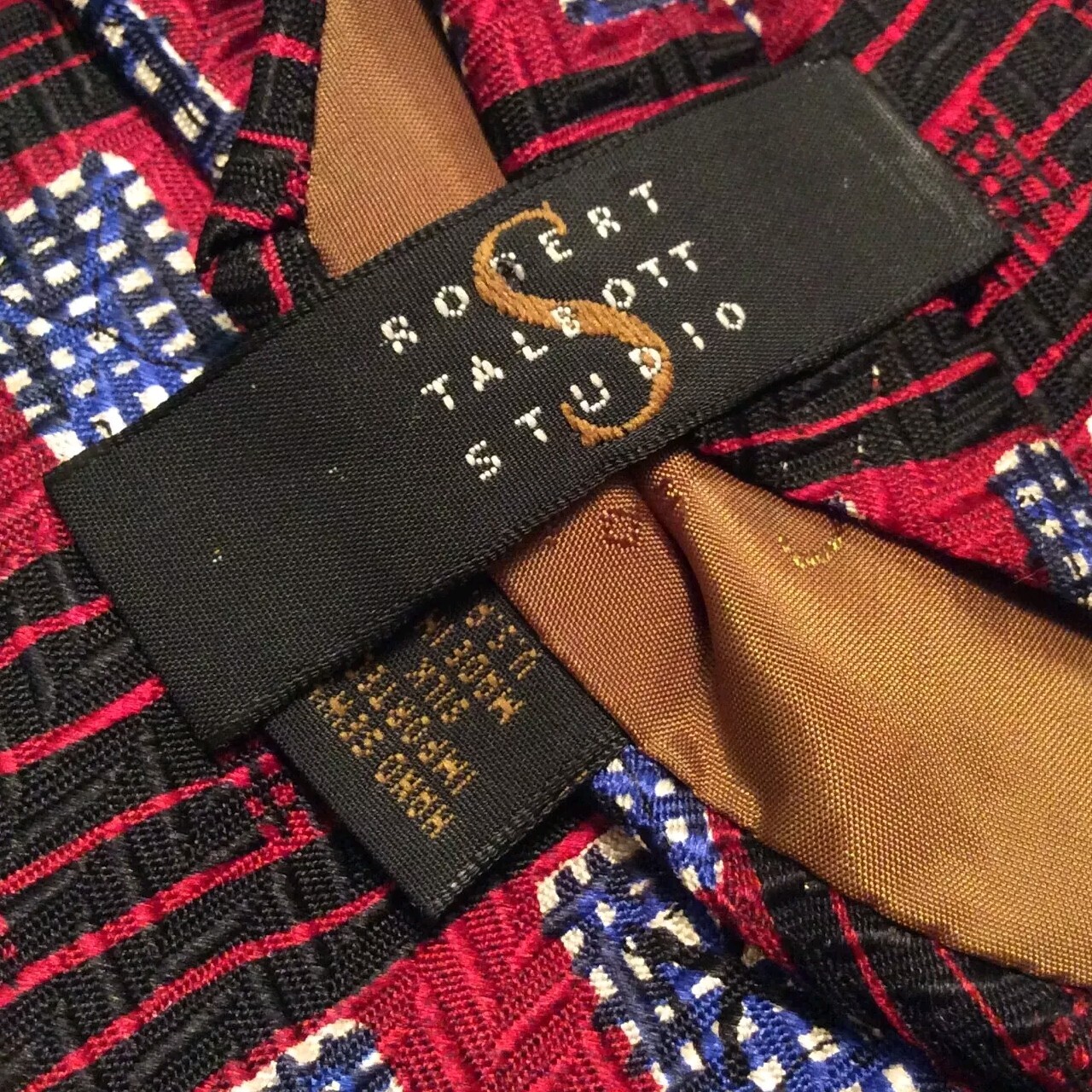 Robert Talbott Studio Necktie Red Geometric Silk … - image 4