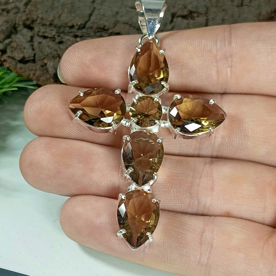 Smokey Quartz Gemstone Pendant 925 Sterling Silver Quartz Jewelry Pendant - Image 3 of 4