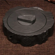 3.7in Calligraphy Painting Tool Ink Stone Cicada Lid Tree Stump Inkstone Inkslab