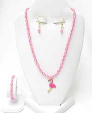NEW---"HOT PINK FLAMINGO" 4 PIECE GIRL'S EWELRY SET-REALLY CUTE
