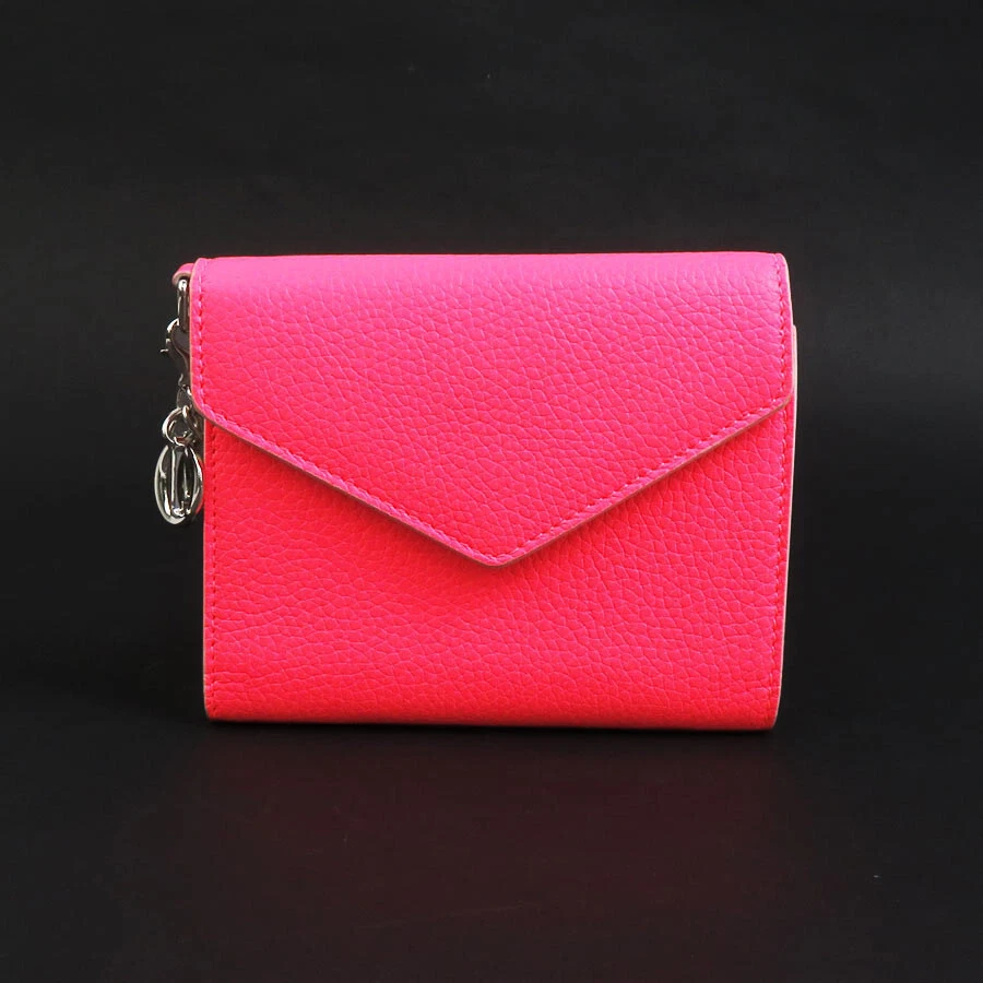 Christian Dior Portefeuille Triple Cuir Rose Néon Femme R10096M