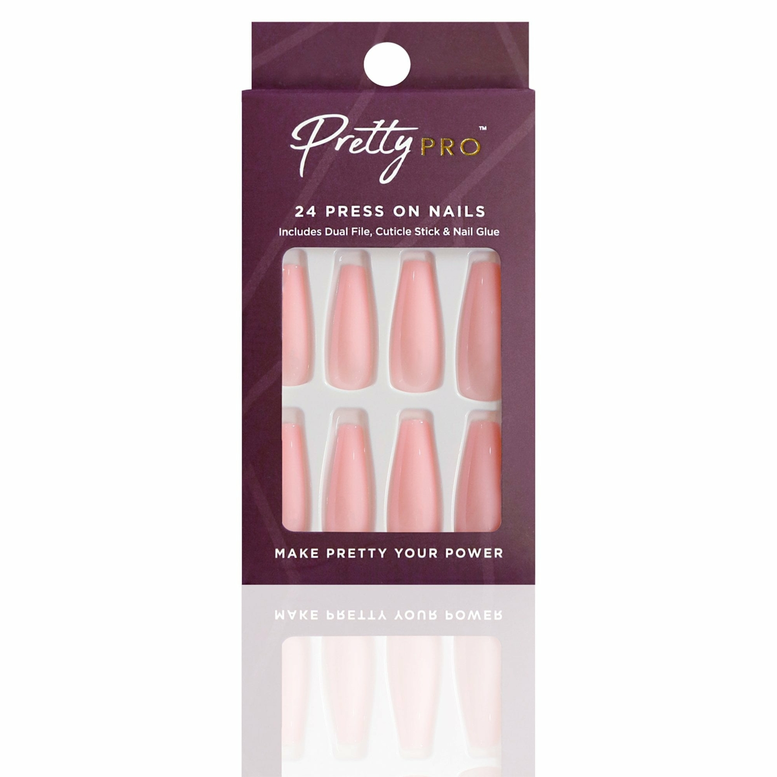 Pretty Pro Reusable Press On False Nails - Pink Me Up Please? (24pcs)