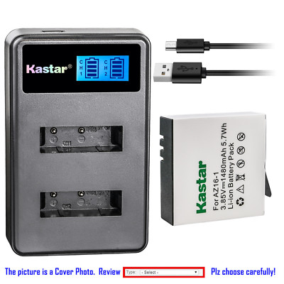 Kastar Battery LCD Dual Charger for Xiaomi YI AZ16-1 AZ16-2 Yi 4K+ Action Camera