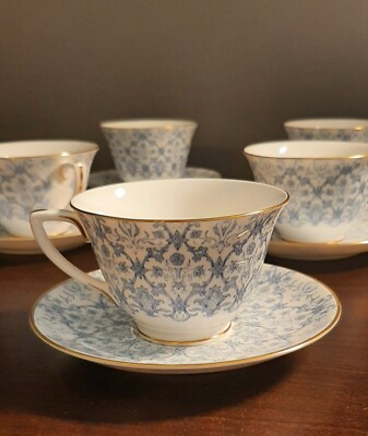 Vintage 1960s Royal Worcester Aragon Dinnerware Set, 8 Cups And 7 Saucers 