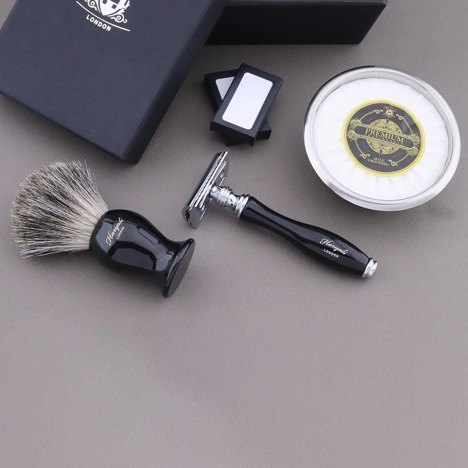 Men Shaving Kit Brush Razor Soap Bowl Beard Grooming Shave Set With