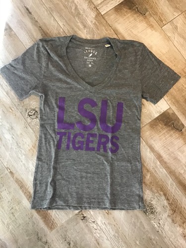 LSU Tigers Gray V Neck Short Sleeve T 