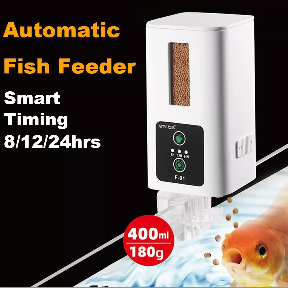 Automatic Fish Feeder Intelligent Timing 400ml Food Dispenser Aquarium Fish Tank