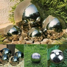 Set of 4 Stainless Steel Gazing Balls Mirror Sphere Garden Ornaments Outdoor