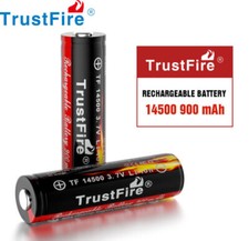 2Pcs Trustfire 14500 900mAh 3.7V Li-ion Rechargeable Batteries Durable Battery