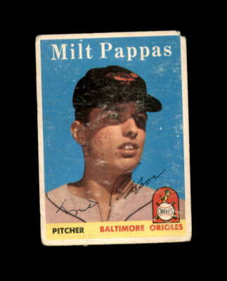Milt Pappas Hand Signed 1958 Topps Baltimore Orioles Autograph